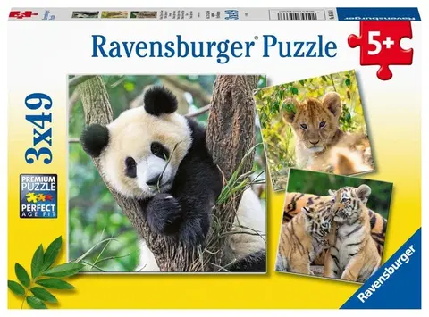 Hračky puzzle RAVENSBURGER - Panda, tiger a lev 3x49 dielikov