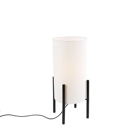 Stolove lampy Dizajnová stolná lampa čierna ľanové tienidlo biela - Rich