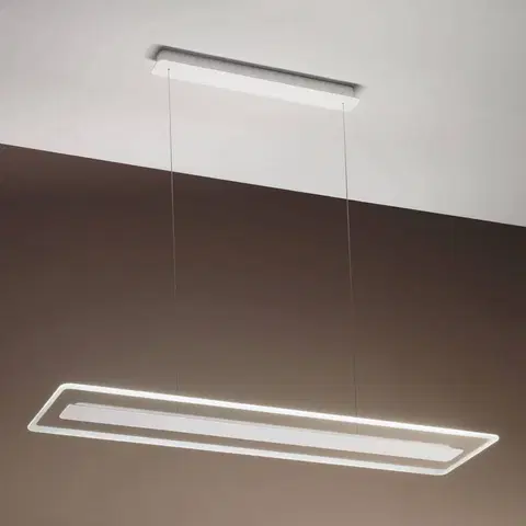 Závesné svietidlá Linea Light Závesné LED Antille, sklo, obdĺžnikové, chróm