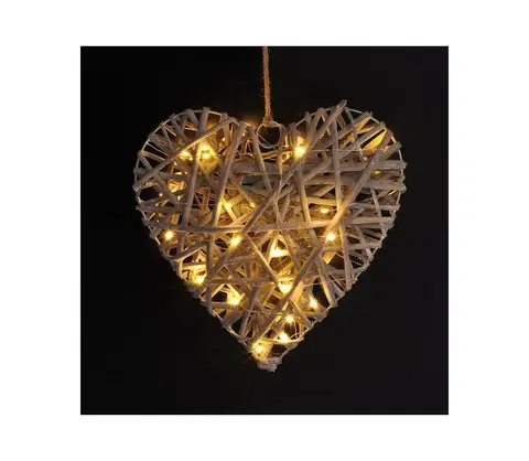 Vianočné osvetlenie  LED ratanové srdce 30x LED 2x AA 30cm 1V245