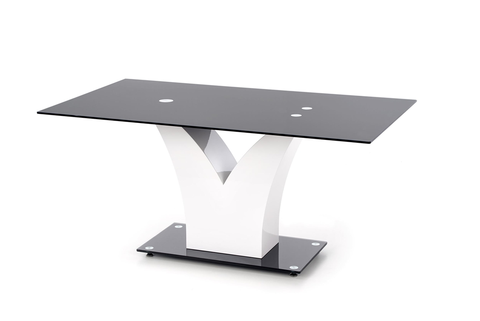 Jedálenské stoly HALMAR Vesper sklenený jedálenský stôl čierna / biely lesk
