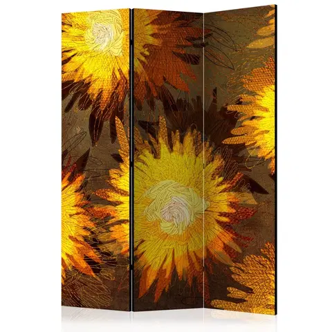 Paravány Paraván Sunflower dance Dekorhome 135x172 cm (3-dielny)