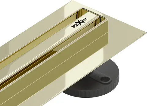 Kúpeľňa MEXEN - Flat 360 Slim žľab otočný 120 cm zlato 1541120