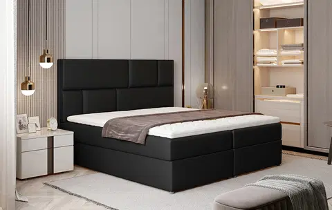 Postele NABBI Ferine 145 čalúnená manželská posteľ s úložným priestorom čierna (Soft 11)