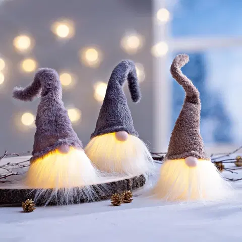 Vianočné dekorácie LED dekorácia Škriatkovia, 3 ks