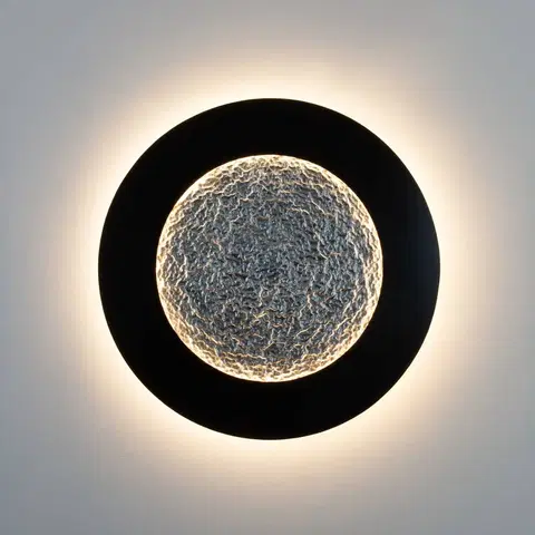 Nástenné svietidlá Holländer LED nástenné svietidlo Luna Pietra, hnedo-čierno-strieborné, Ø 80 cm