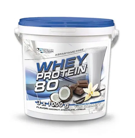 Proteíny 76 - 85 % Whey Protein 80 - Grand Nutrition 3 x 1000 g Čoko+Kokos+Vanilka