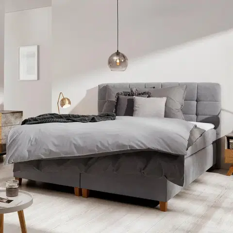 Americké postele Boxspring posteľ sivej farby Jerry, 180x200