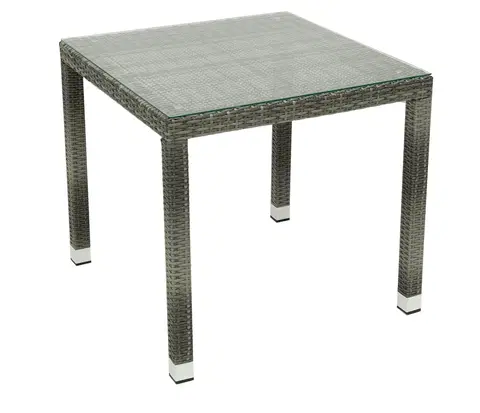 Stolčeky DEOKORK Záhradný ratanový stôl NAPOLI 80x80 cm (sivá)
