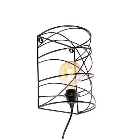 Nastenne lampy Dizajnové nástenné svietidlo čierne - Spira