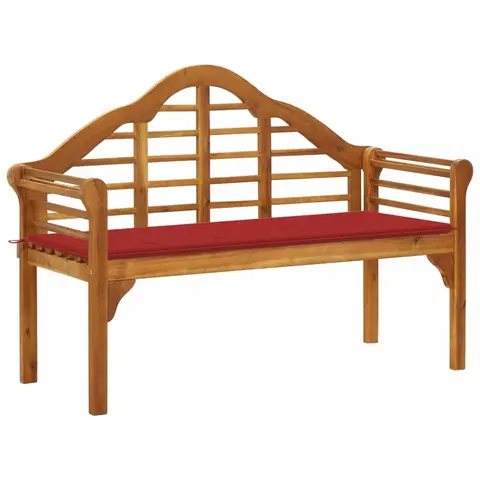 Záhradné lavice Záhradná lavica s poduškou 135 cm Dekorhome Červená