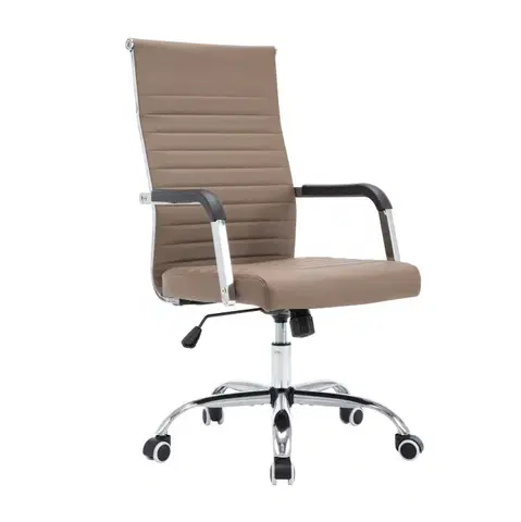 Kancelárske stoličky KONDELA Faran kancelárske kreslo s podrúčkami sivohnedá taupe / chróm