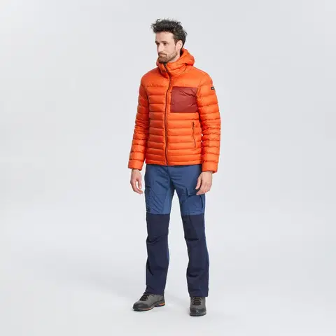 bundy a vesty Pánska páperová bunda MT500 na horskú turistiku s kapucňou do -10 °C