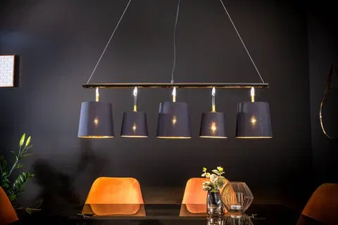 Osvetlenie Závesná lampa LANSING Dekorhome Čierna / zlatá
