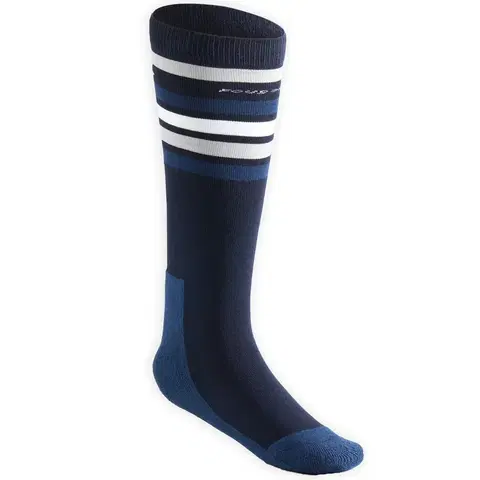 ponožky Detské jazdecké podkolienky SKS 100 modré s bielymi pruhmi