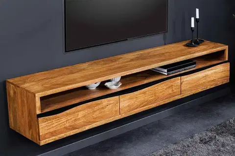 TV stolíky LuxD Dizajnový závesný TV stolík Massive Honey 160 cm akácia