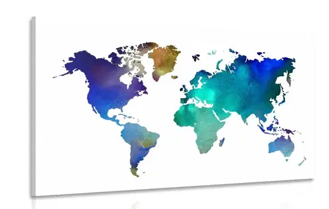 Obrazy mapy Obraz farebná mapa sveta v akvarelovom prevedení