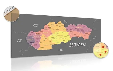 Obrazy na korku Obraz na korku pastelová mapa Slovenska