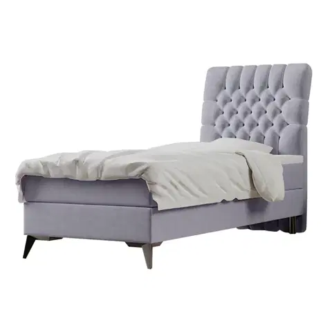 Postele Boxspringová posteľ, jednolôžko, sivá, 90x200, pravá, BARY