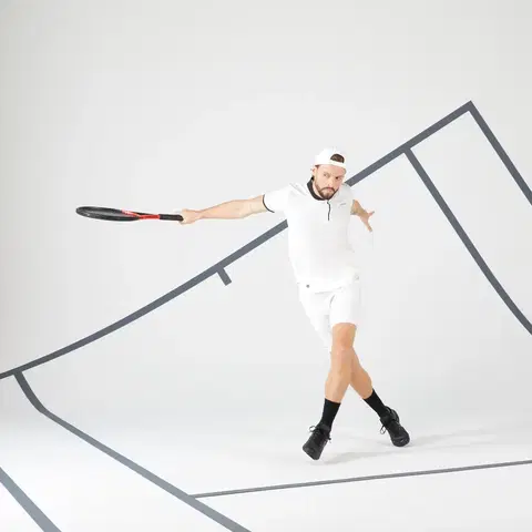 bedminton Pánske tenisové tričko Dry+ s krátkym rukávom biele
