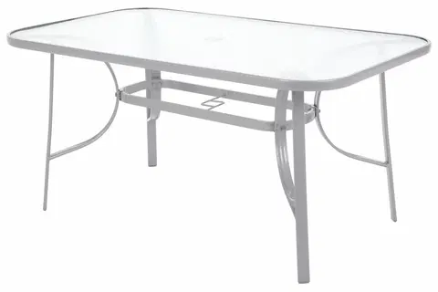 Záhradné stoly Záhradný jedálenský stôl oceľ / sklo Strieborná
