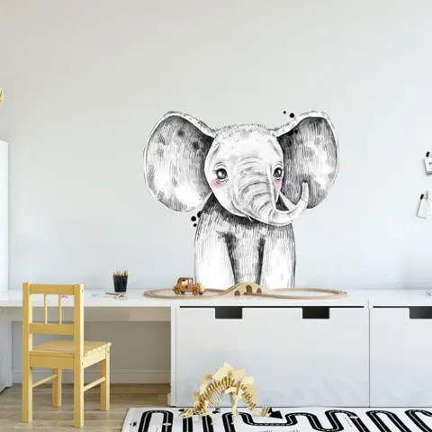 Nálepky na stenu Nálepka - Veľký slon v čiernobielej