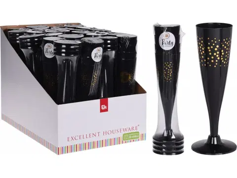 Poháre MAKRO - Pohár na šampanské 4ks plastové čierne