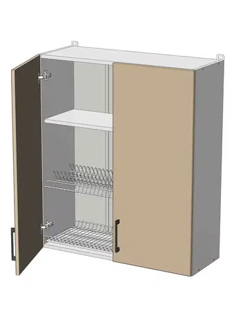 Kuchynské skrinky horná vysoká skrinka s odkvapkávačom š.60, v.92, Modena WD6092, grafit / jaseň