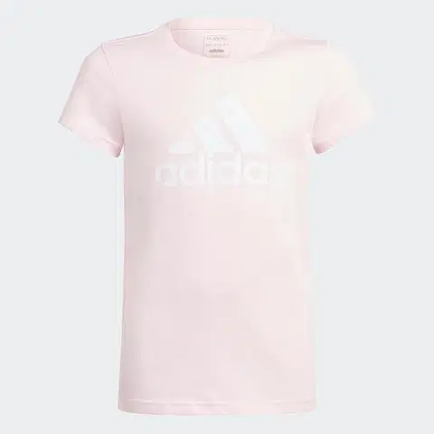 nohavice Dievčenské tričko na fitness Adidas bielo-ružové s logom