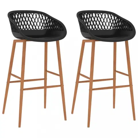 Barové stoličky Barové stoličky 2 ks plast / kov Dekorhome Čierna / hnedá