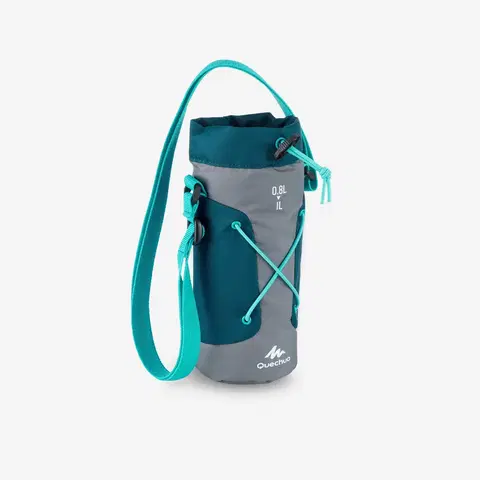 kemping Izotermický obal na turistickú fľašu 0,75 až 1 liter sivo-modrý
