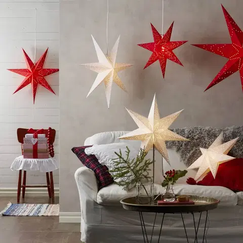 Vianočné svetelné hviezdy STAR TRADING Nežne vzorovaná papierová hviezda Sensy visiaca