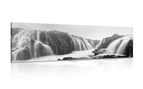 Čiernobiele obrazy Obraz vznešené vodopády v čiernobielom prevedení