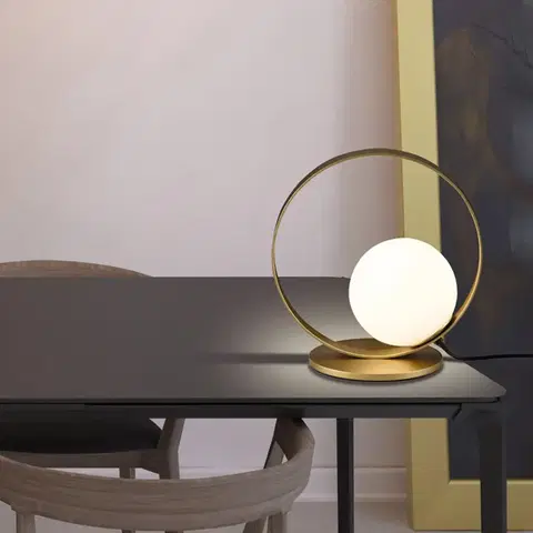 Lampy na nočný stolík ACB ILUMINACIÓN Stolná LED lampa Halo, zlato/opál