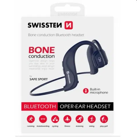 Slúchadlá Swissten Bluetooth slúchadlá Bone Conduction, modré