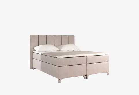 Postele NABBI Barino 160 čalúnená manželská posteľ s úložným priestorom béžová (Dora 21)
