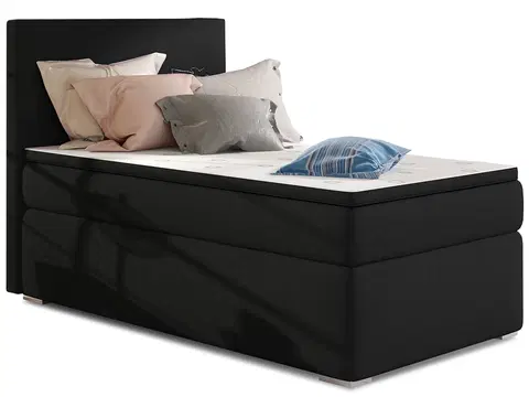 Postele NABBI Rodrigo 90 P čalúnená jednolôžková posteľ s úložným priestorom čierna (Sawana 14)
