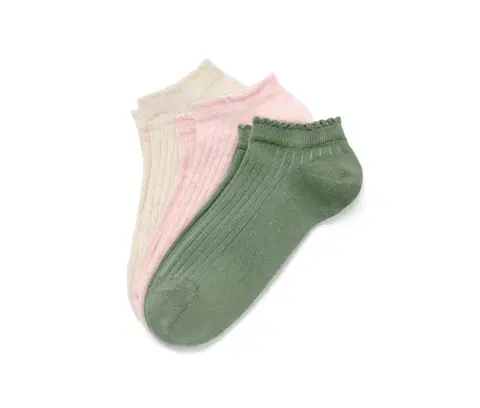 Socks Rebrované krátke ponožky, 3 páry
