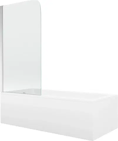 Sprchové dvere MEXEN/S - Cubik obdĺžniková vaňa 160 x 70 cm s panelom + vaňová zástena 80 cm, transparent, chróm 550316070X9008010100