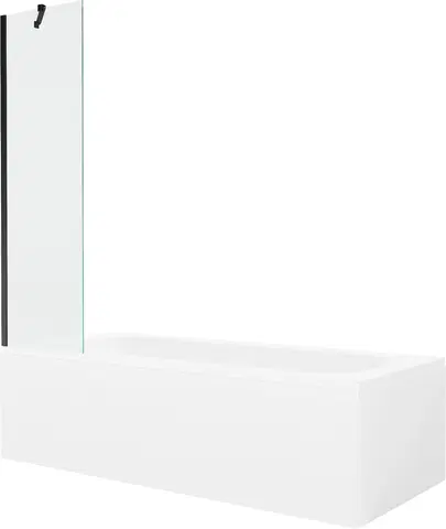 Sprchové dvere MEXEN/S - Vega obdĺžniková vaňa 150 x 70 cm s panelom + vaňová zástena 50 cm, transparent, čierna 550115070X9505000070