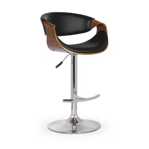 Barové stoličky HALMAR H-100 barová stolička čierna / orech / chróm