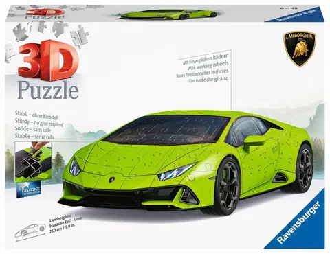 Hračky puzzle RAVENSBURGER - Lamborghini Huracán Evo zelené 108 dielikov