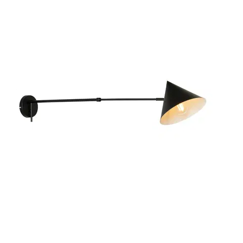 Nastenne lampy Dizajnové nástenné svietidlo čierne nastaviteľné - Triangolo