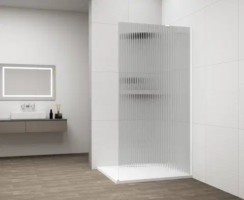 Sprchové dvere POLYSAN - ESCA WHITE MATT jednodielna sprchová zástena na inštaláciu k stene, sklo Flute, 900  ES1390-03