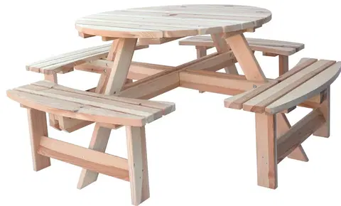 Záhradný pivný set - stôl a lavica Záhradný set PIKNIK ROUND MASIV Rojaplast