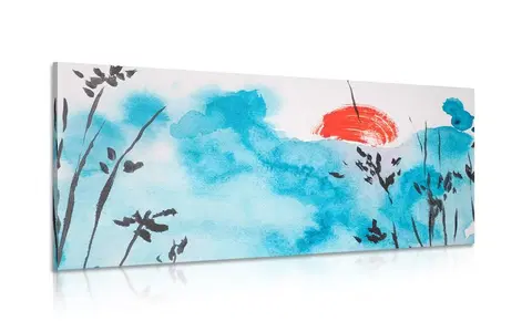 Obrazy prírody a krajiny Obraz japonská modrá obloha a červené slnko
