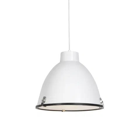 Zavesne lampy Priemyselná závesná lampa biela 38 cm stmievateľná - Anteros