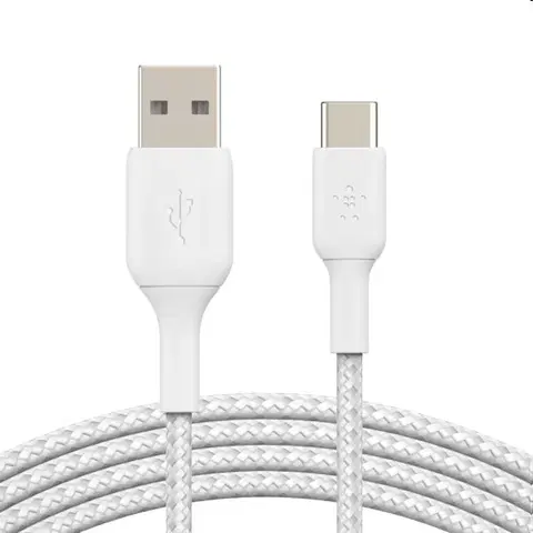 Dáta príslušenstvo Nylónový pletený kábel Belkin USB-A na USB-C 2m, biely CAB002bt2MWH