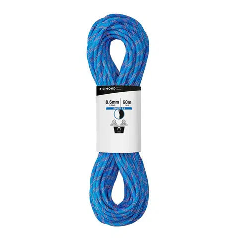 kemping Polovičné lano Rappel na lezenie a alpinizmus 8,6 mm 60 m modré