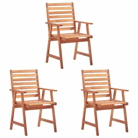 Záhradné kreslá a stoličky Záhradná jedálenská stolička 3 ks akáciové drevo Dekorhome